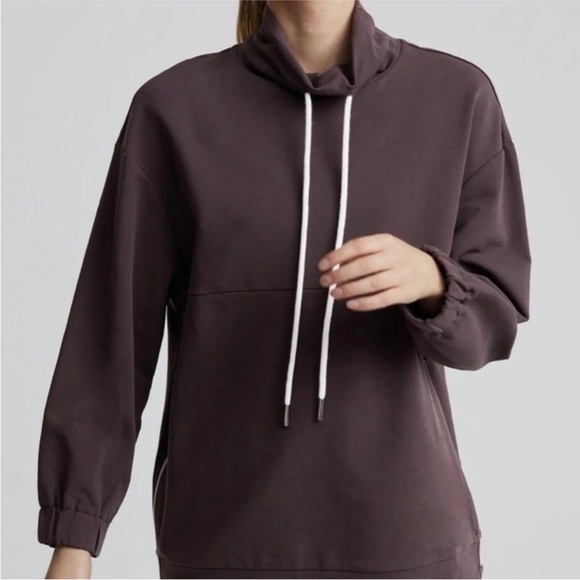 VARLEY Chocolate Plum Warwick Funnel Neck Pullover Side Zipper Sweatshirt Size M - Picture 3 of 11
